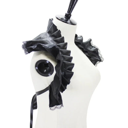 Unisex Vintage Victorian Ruffled Shrug Shawl Gothic Fake Collar Shoulder Wrap Capelet Costume Jabot Cosplay Accessories