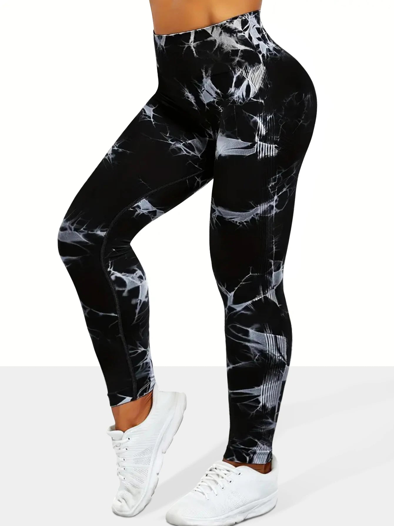 Women's Tie dye Seamless High-Waisted Yoga Pants Tummy Control Belly Band Pants Comfortable Stretchy Leggings for Women