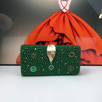 Fashion New Arrival Green Pearl Bridal Shoes and Bag Set Woman Party Dress Shoes Big Size Ankle Strap Buckle Shoes High Pumps