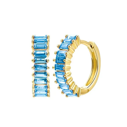 925 Sterling Silver Needle Light Blue Zircon Stud Earrings for Women Fashion Blue Enamel Pendant Earrings Luxury Jewelry Gifts