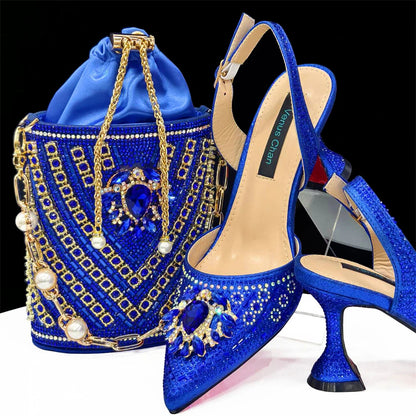Venus Chan Italian Shoes and Bags Matching Set 2024 Nigerian Heel Party for Women Orange Colour Italian Design Wedding INS 2024