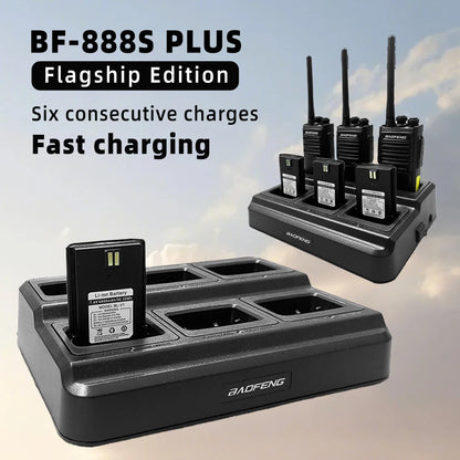 6-Pack Baofeng 888S PLUS Walkie Talkies UHF PMR446 MHz BF-888S Portable 16-Channel Long-Distance Professional Range 3-5km Radio
