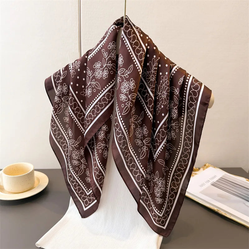 70*70cm Zebra Stripes Print Head Scarf for Women Silk Square Scarves Foulard Bandana Fashion Decorate Hijab Female Neckerchief