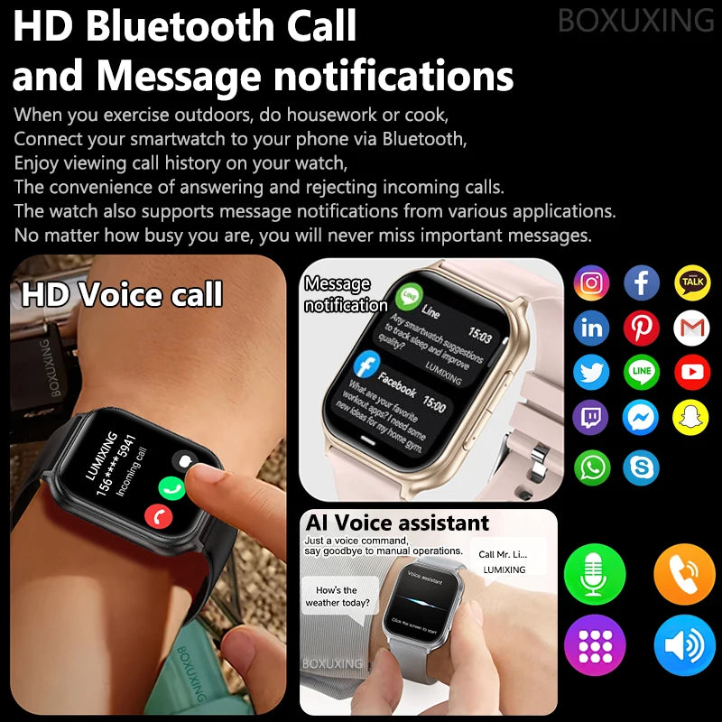 2026 New Smartwatch Women Sports Fitness Track IP68 Waterproof Built-in 24H Heart Rate Bluetooth Call Ladies Fashion Smartwatch