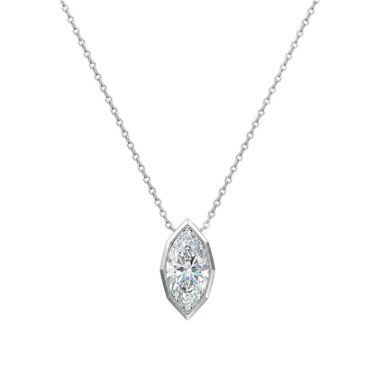 JH Marquise Cut Moissanite Pendant Necklace D Color GRA Certified Luxury Clavicle Chain 925 Sterling Silver Women Fine Jewelry
