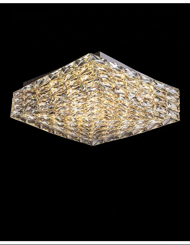Modern Nordic Luxury Crystal LED Ceiling Light Gold Chrome Flush Mount Lamp for Living Dining Room Bedroom Home Decor Lighting