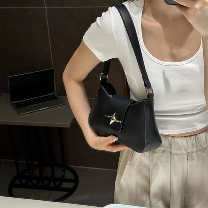 Silver Shoulder Bags for Women 2024 Classic Y2K Small Purse Glossy PU Leather Luxury Brand Female Underarm Handbags Daily Bag