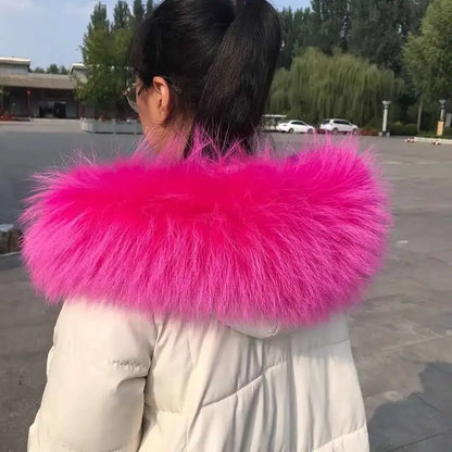 2025 Winter Raccoon Fur Collar Women Men Luxury Natural Fur Hood Trim Decors For Coat Jacket  Genuine Real Fur Shawls Scarves