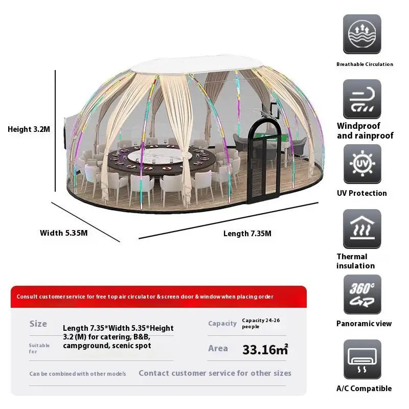 PC Transparent Geodesic Dome Bubble Starry Sky Glamping House Tent 3m 5m 8m Prefab Dome for Outdoor Camping Use Sale