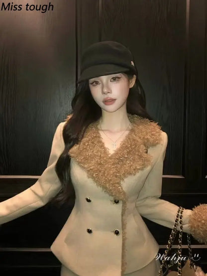 Autumn Korean Fashion Sweet Vintage Women's 2 Pieces Set French Elegant Office Lady Set Slimming Design Lolita Y2k Outfits 2026