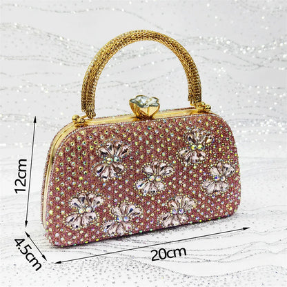 Luxury Handmade Flowers Shoes and Clutch for Women- Nigerian Style Elegant Crystal Heels with Matching Evening Bags