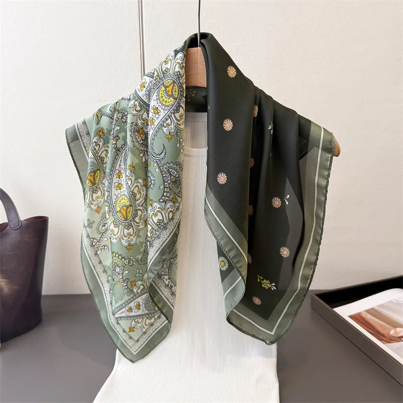 70*70cm Zebra Stripes Print Head Scarf for Women Silk Square Scarves Foulard Bandana Fashion Decorate Hijab Female Neckerchief