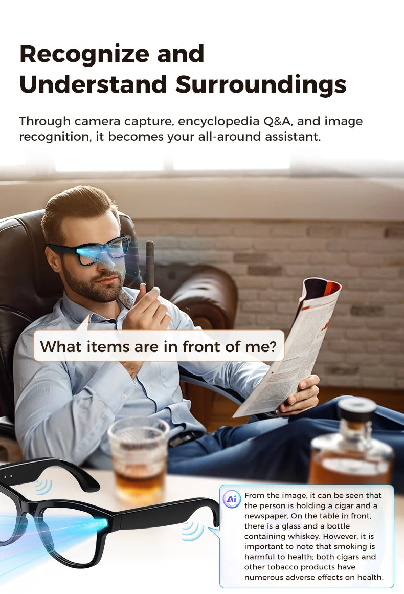 Smart Glasses M02 Ultra 2026 AI ChatGPT 1080P HD Camera 3600mAh Power Bank Charging Case 32GB Music Video Translation Sunglasses