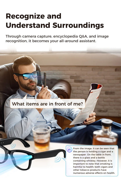 Smart Glasses M02 Ultra 2026 AI ChatGPT 1080P HD Camera 3600mAh Power Bank Charging Case 32GB Music Video Translation Sunglasses