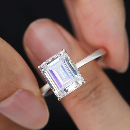 GXTRS 4CT Emerald Cut Moissanite Rings Women S925 Silver Lab Diamond Engagement Wedding Band 18K Plated Fine Jewelry Certified