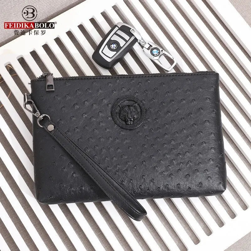 New Business Style Men Clutch Large Wallet Soft PU Leather Male Wristlet Pack Bag Elegant Leisure Stylish HandBags Envelope Bag