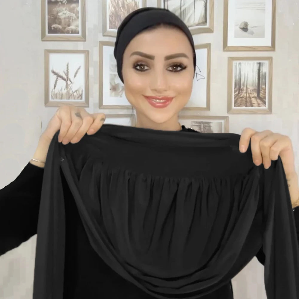 Instant Hijab with Button Ready to Wear Muslim Women Scarf Full Cover Head Wraps Islam Turban Caps Turbante Mujer