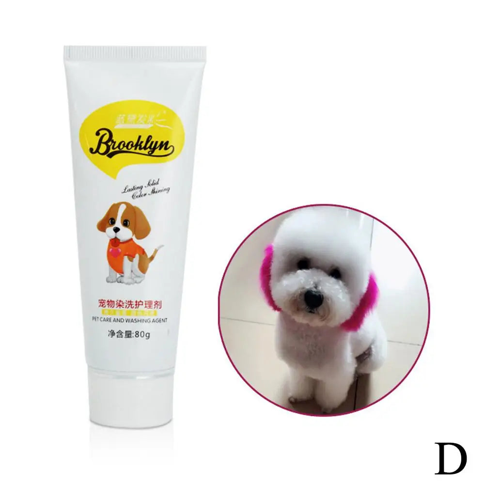 80g Pet Dog Animals Hair Bright Coloring Dyestuffs Hair Bright Safe Dyeing Pigment for Dogs Cats Safe Pet Accessories
