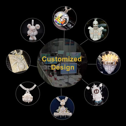Ice Crystal Wealth Letter Stereoscopic Portrait Hip Hop Personalized Pendant Can Be Paired with Cuban Chain Male and Female Rap Singer Party Accessories Unique Jewelry Anniversary Gifts