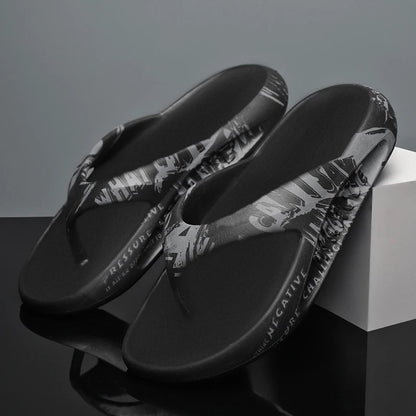 Printed male and female couples large size EVA high elastic flip-flops thick-soled lightweight slippers for outdoor beach shoes