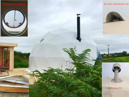Hot Product Glamping Dome Tent 5m with Damp Proof PVC Windproof for Four Season Family Camping Resort With Dining Bath