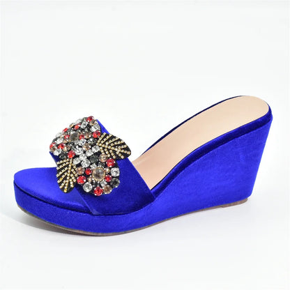 Italian Designers Luxury Round Toe Bright Diamond Elegant Summer Party Women's Platfrom High Heels Shoes Wedding Shoes Bride