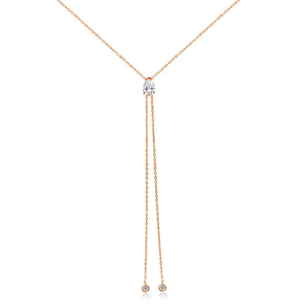 KNOBSPIN Moissanite Necklaces Pear Cut Pendant 1/2/3 ct GRA Certified Lab Diamond Girl Gift s925 Sterling Silver Dainty Necklace