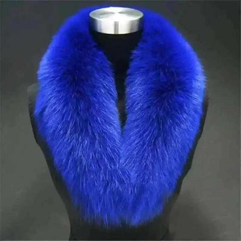 Natural Color Raccoon Fox Real Fur Collar Scarf Genuine Big Size Scarves Warp Shawl Neck Warmer Stole Muffler with Clip Loops #6
