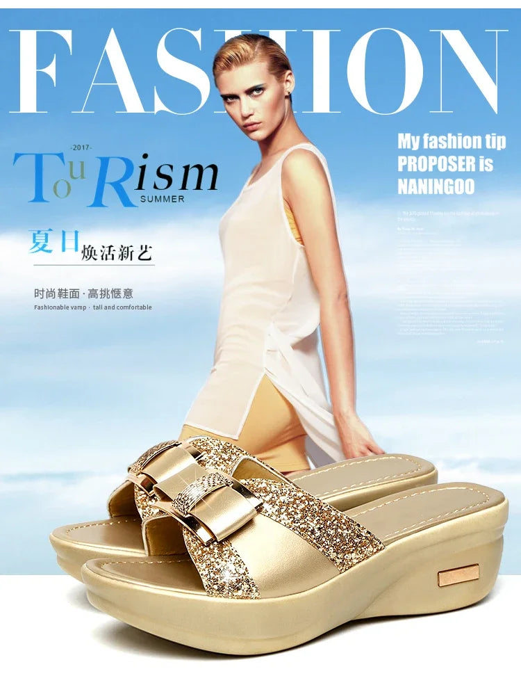 2024 Summer Women's Open Toe Casual Slippers Women Fashion Platform High Heel Female Slides Shoes Comfortable Wedge Sandals