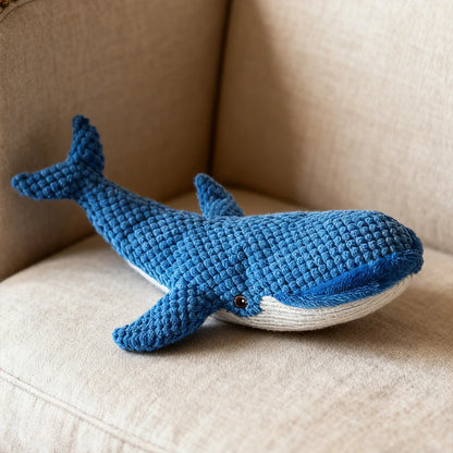 Pet Chew-Resistant Plush Interactive Toy with Sound, Whale-Shaped, Suitable for Large, Medium, and Small Pets Like Cats and Dogs, Double-Layer Fabric, Built-In Airbag