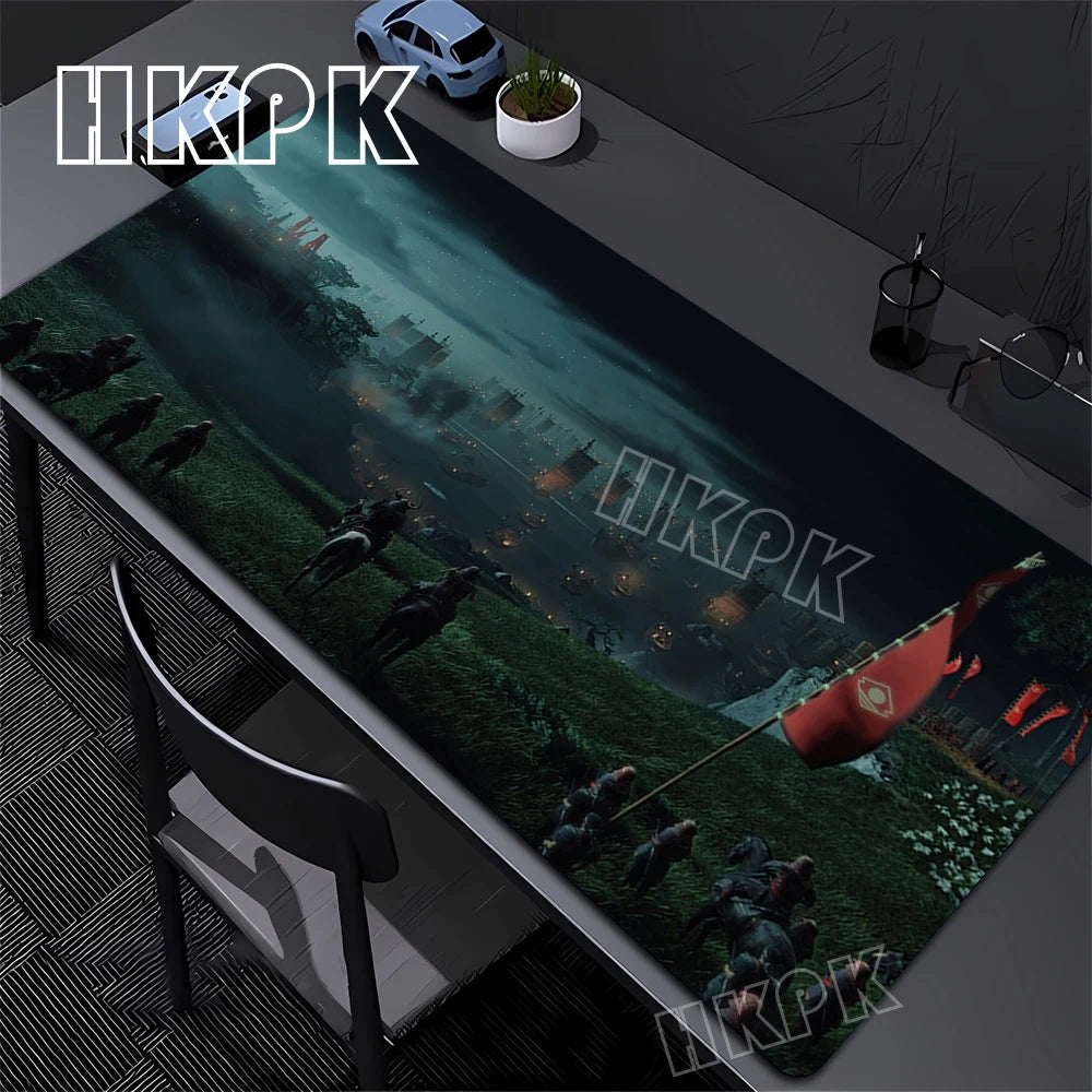 Large Computer Gamer Table Mat Ghost of Tsushima Samurai  Mouse Pad Laptop Desk Mats PC Mousepad Non-slip Rubber keyboard Pads
