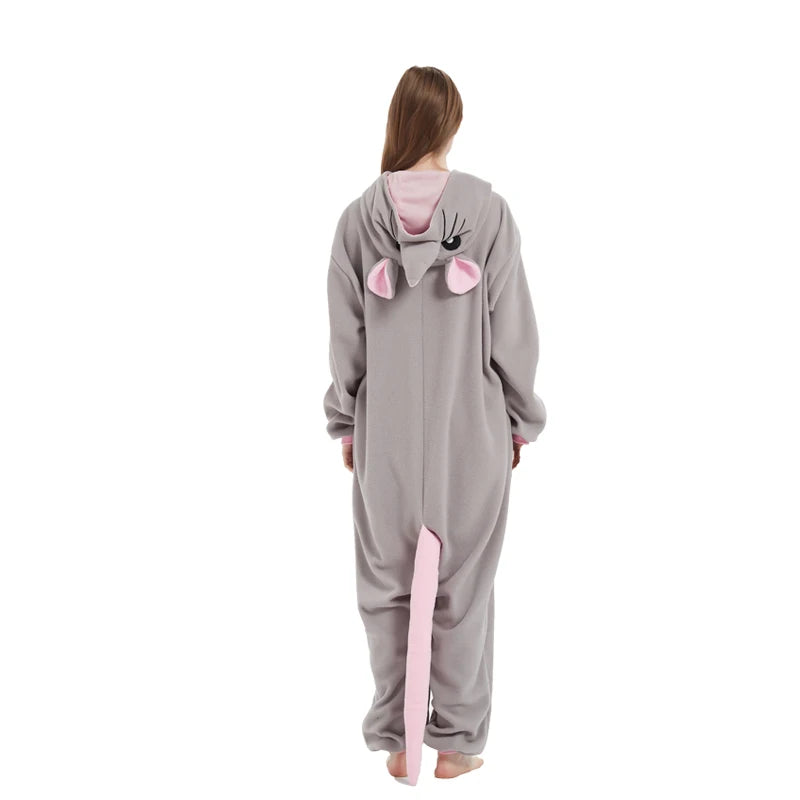 Adult Mouse Zipper Animal Kigurumi wool one-piece pajamas party cartoon costumes Halloween party Cosplay one-piece pajamas