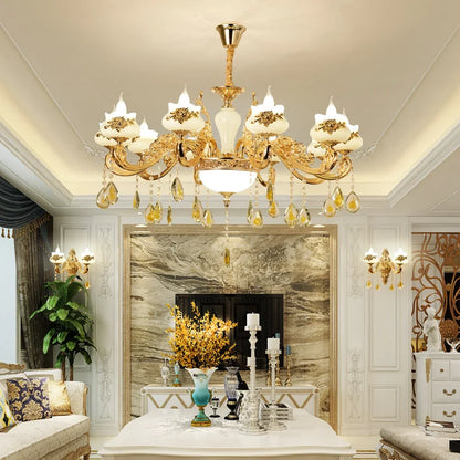 Nordic Luxury Gold Crystal LED Ceiling Chandelier LOFT Villa Lustre LED Pendant Lamp Living Room Hotel Hall Decor Hanging Lamps
