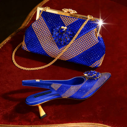 Venus Chan 2026 Italian Luxury Rhinestone Wine Pointed Toe High Heels with Matching Bag Set – Ideal for Parties and Special