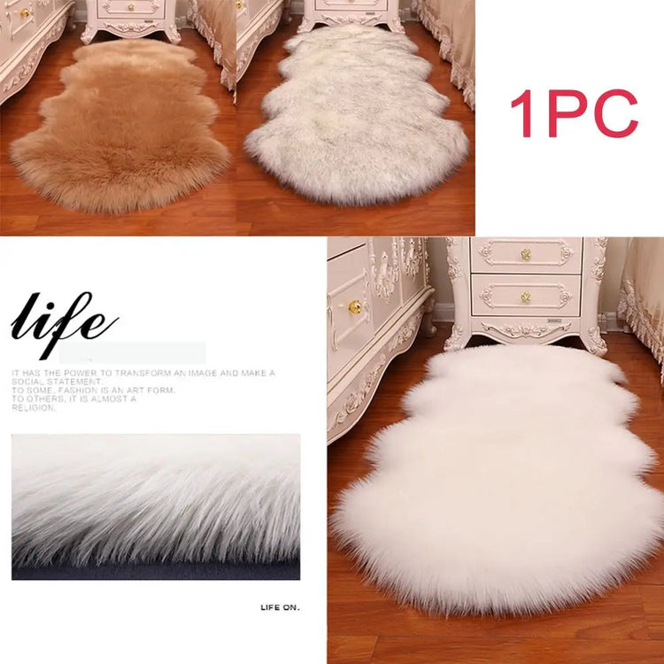 Imitation Wool Non Slip Fluffy Shaggy Floor Protection Soft Rugs Washable Sheepskin Rug Bedroom Mats Faux Fur Home Decor