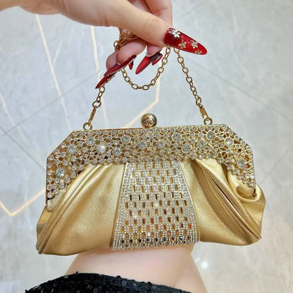 Fashionable Diamond Embedded Evening Dress Handbag Elegant Large Capacity Clutch Bag Tote Bag for Ladies Party And Banquet