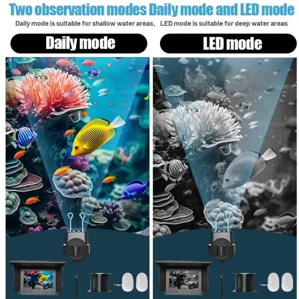 4.3 Inch HD Underwater Fishing Camera Portable Waterproof Fish Finder Visual Video Monitor Ice Sea Boat Fishing Tackle Gear Perfect Outdoor Equipment Gifts for Men Father Black