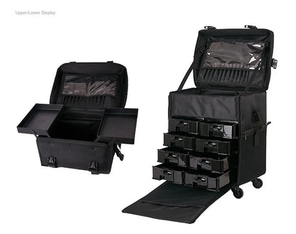 KLQDZMS Professional Cosmetic Case Female Oxford Cloth Beauty Manicure Toolkit Large Capacity Trolley With Wheel Luggage Bag
