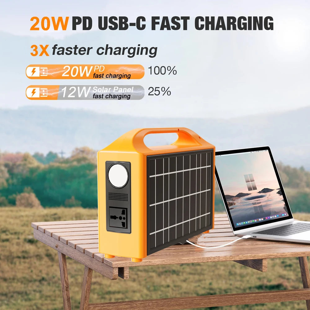 jsdsolar 100W Portable Solar Power Station Generator Output AC 220V 110V LiFePO4 Power Bank UPS Power Plant For Outdoor Camping