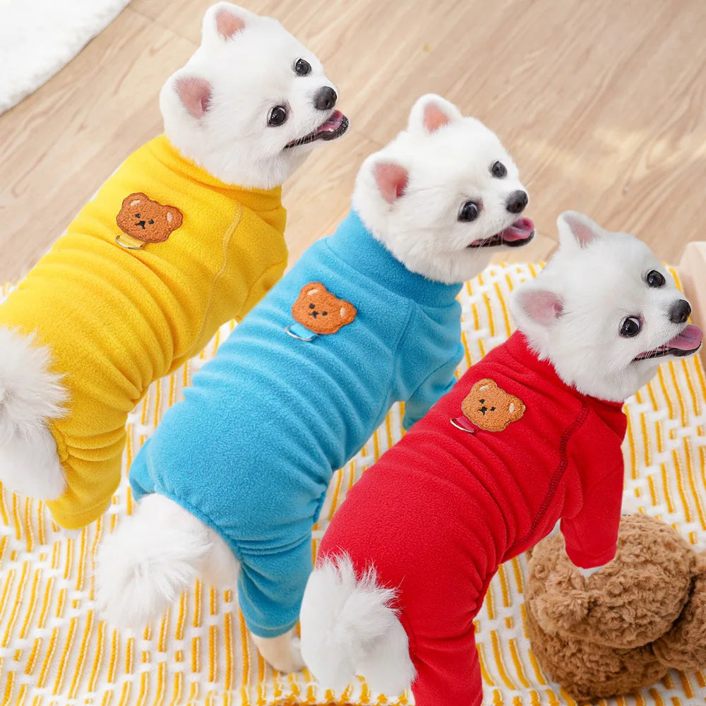 Fleece Dog Jumpsuit Pajamas Winter Dog Clothes Turtleneck Hoodie Costume Long Sleeve Bodysuit Pet Overalls Tracksuit Chiwawa XXL