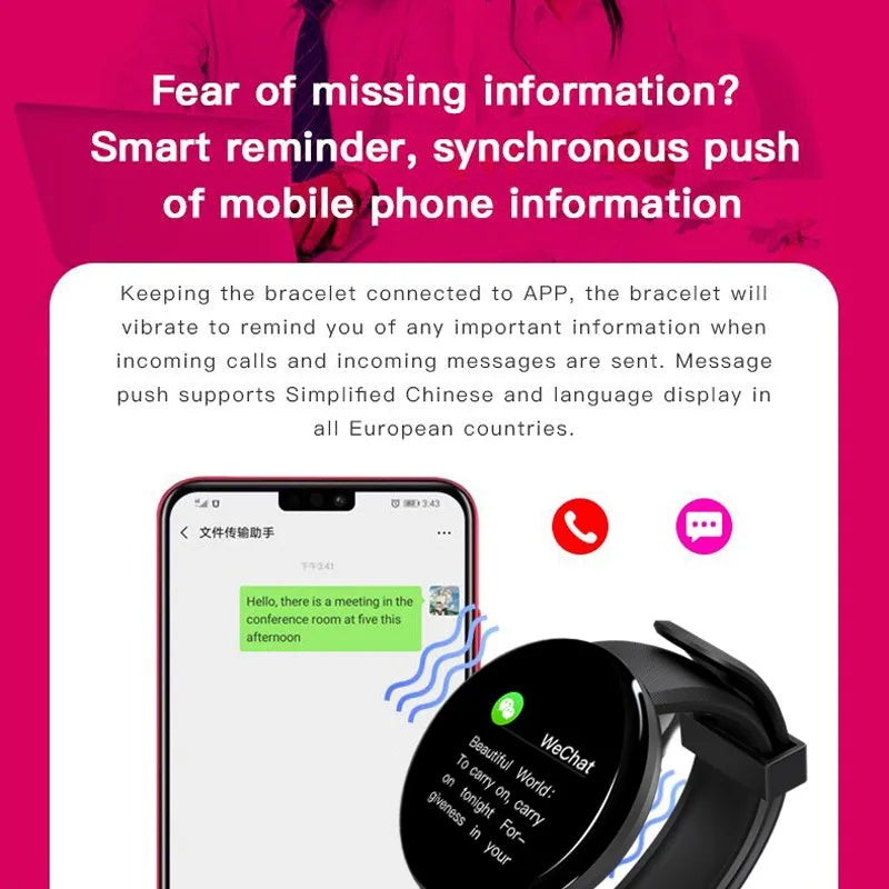 D18 Smart Watch Men Women Smartwatch Blood Pressure Waterproof Digital Watches Sports Fitness Tracker Watch for Apple Watch Band