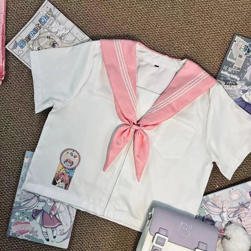Japanese Pink JK Uniforms College Middle School Students Sailor Uniforms School JK Uniforms Anime Cospaly Students Clothing