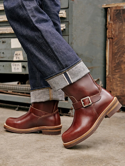 KOWM Cowhide Hiking shoes trekking boots men Engineer's boots workwear goodyear shoes trendy ankle shoes walking casual sneakers