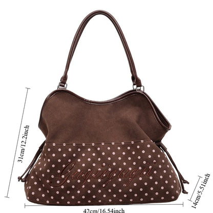 Brand Women's Shoulder Bag Y2k Fashion Sweet Polka Dot Handbag Korean Casual Versatile Leopard Print Brown Frosted Tote Bags