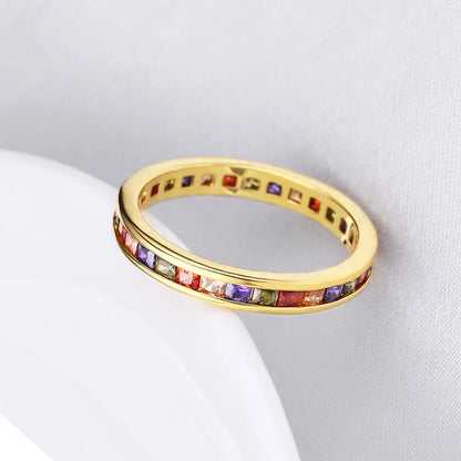 24K Gold Plated Colorful Crystal Gold Rings Turquoise Engagement Wedding Anniversary Ring Light Luxury Fashion Jewelry Gifts A40