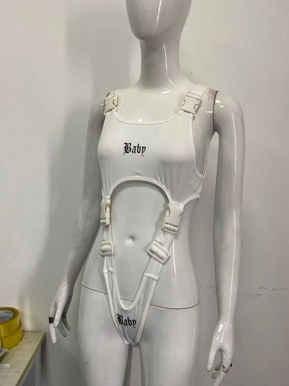 2025 Sexy girl Summer Punk Grunge Aesthetics Europe American spicy Hot girl style new Harajuku sleeveless hollow out Jumpsuits