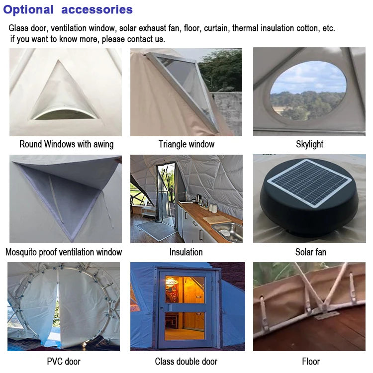 Geodesic Glass Dome Houseluxury Hotel Qlamping Tent Yurt Ball Tent Domes 9 M2