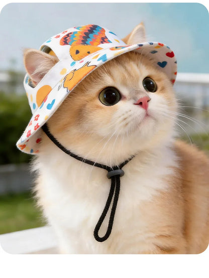 1Pcs S/M/L Cute Print Dog Hat for Small Medium Dogs Adjustable Pet Cap Puppy Pug Corgi Dachshund Hats Summer Out Pet Accessories