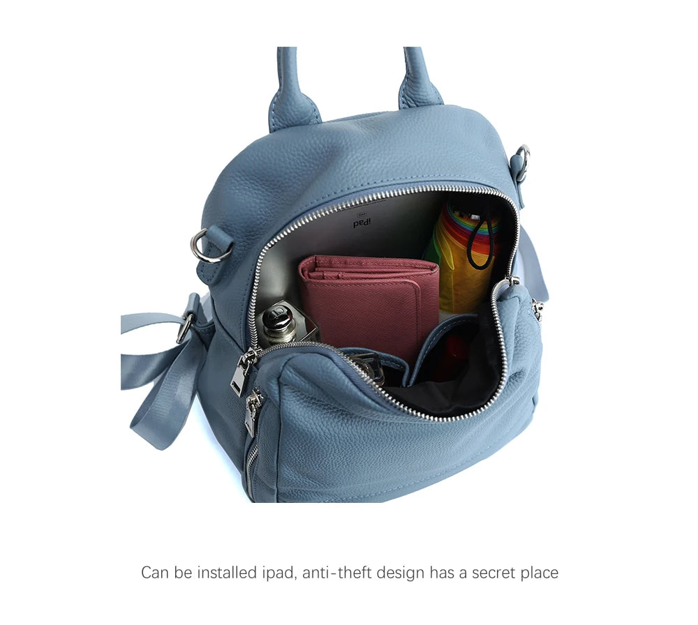 Zency Women's Genuine Leather Backpack High-Quality School Bag Travel Female Shopper Shoulder Satchel Rucksack Commuter