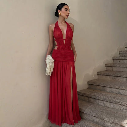 Red Maxi Dress Cover Ups Bikini 2026 Sexy Women Swimsuit Hollow Swimwear Female Bikini Set Bathing Suits Summer Suit Beachwear